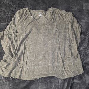 EVRI- Soft V-Neck Long Sleeve Women's Top - Olive
